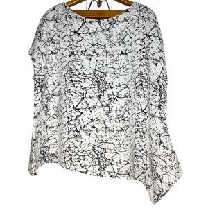 Bryn Walker Asymmetrical Abstract Geometric Linen Top Size: L